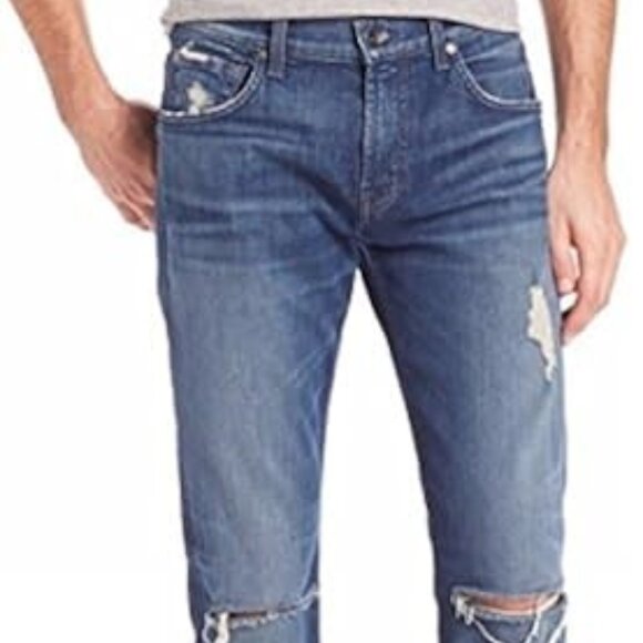 NWT 7 For All Mankind Jeans Slim Fit Straight Leg Pants 32 Slimmy Distressed - Picture 8 of 8